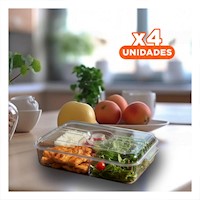 Pack4 Bandeja Multiuso para Mantener Fresco 30x16x6cm Transparente Y+Papel Regalo
